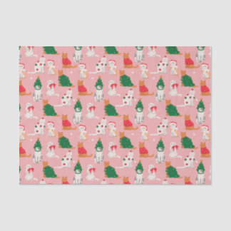 Christmas Cats in Festive Attire Pattern Tissue Paper