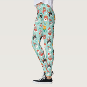 Christmas Cats in Holiday Sweaters Pattern Leggings