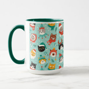 Christmas Cats in Holiday Sweaters Pattern Mug