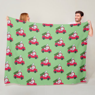 Christmas Cats in Red Truck Holiday Fleece Blanket