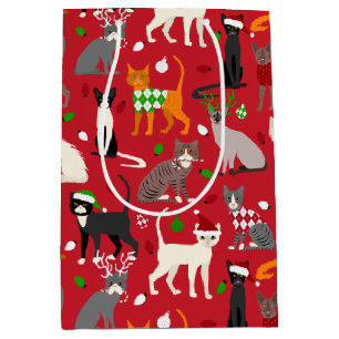 Christmas Cats Medium Gift Bag