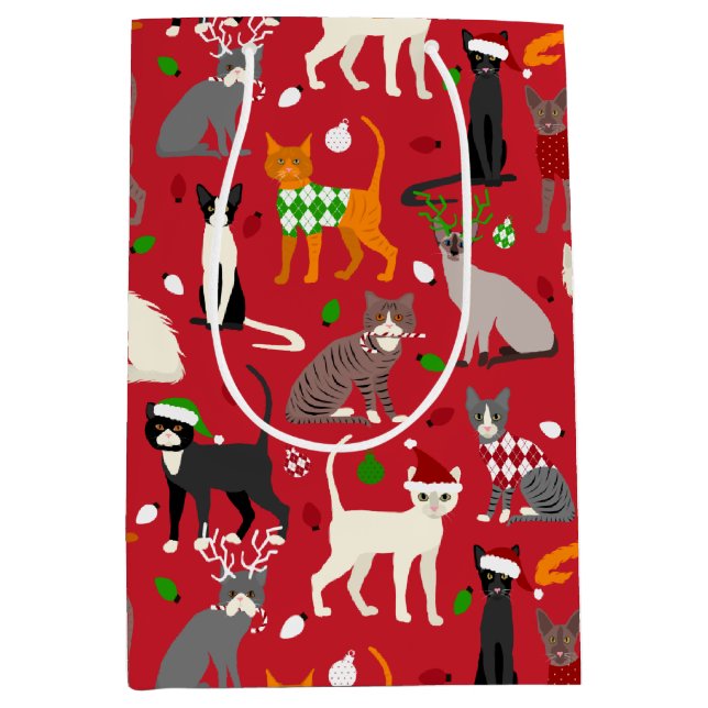 Christmas Cats Medium Gift Bag (Front)