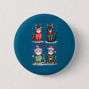 Christmas Cats _ Merry Christmas Cats Graphic  2 Inch Round Button