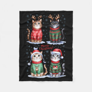 Christmas Cats _ Merry Christmas Cats Graphic Fleece Blanket