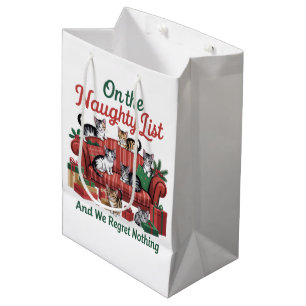 Christmas Cats On The Naughty List 90s Retro Cat Medium Gift Bag