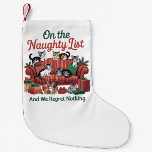 Christmas Cats On The Naughty List 90s Retro Cat Small Christmas Stocking