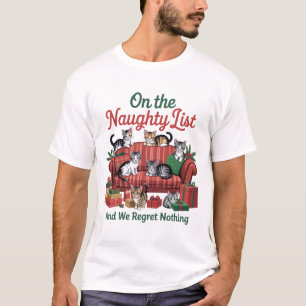 Christmas Cats On The Naughty List 90s Retro Cat T-Shirt