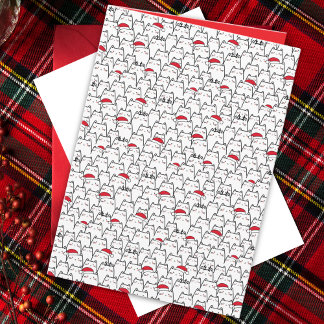 Christmas Cats Pattern Meowy Catmas Holiday  Card
