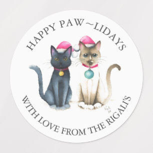 Christmas Cats Personalized Gift Wrapping Labels