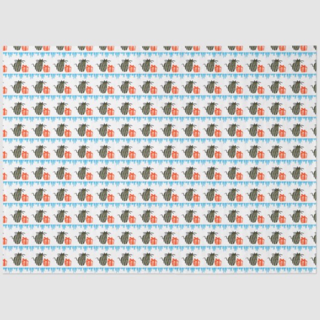 Christmas Cats, Presents and Ice Cicles Tissue Paper (Front)