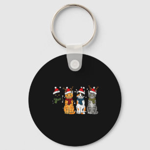 Christmas Cats Santa Cute Xmas Kittens Women Girls Keychain