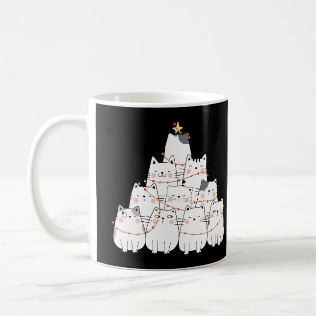 Christmas Cats Tree with Lights Coffee Mug (Left)