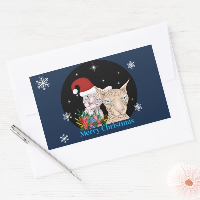 Christmas Cats under the starry sky Sticker (Envelope)