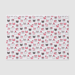 Christmas Cats With Santa Hats Tissue Paper