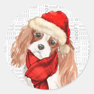 Christmas Cavalier King Charles Spaniel Dog Classic Round Sticker