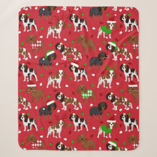 Christmas Cavalier King Charles Spaniel Sherpa Blanket