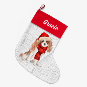 Christmas Cavalier King Charles with Dog's Name Large Christmas Stocking