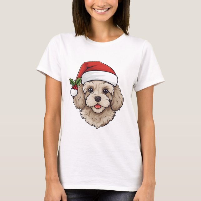 Christmas Cavapoo Cavoodle t-shirt - cream (Front)