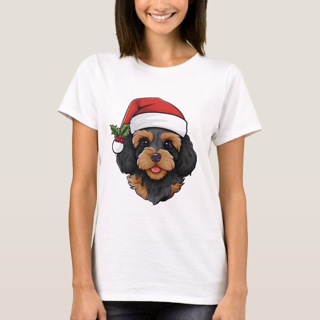 Christmas Cavapoo Cavoodle T-shirt - Phantom (Front)