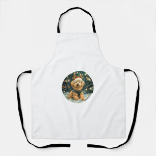 Christmas Cavapoo Reindeer Dog Santa Hat Cute Holi Apron