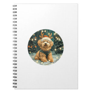 Christmas Cavapoo Reindeer Dog Santa Hat Cute Holi Notebook
