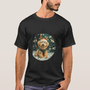 Christmas Cavapoo Reindeer Dog Santa Hat Cute Holi T-Shirt