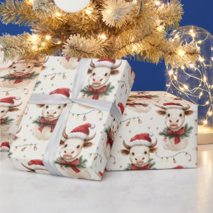 Christmas Caw with Santa Hat Wrapping Paper