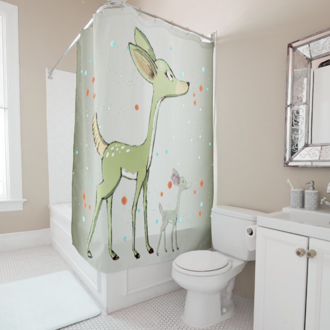 Christmas Celebration Green Deers Holidays Cute (In Situ)