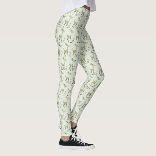Christmas Celebration Green Deers Holidays Cute Leggings (Right)