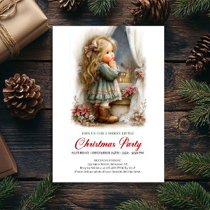 Christmas Celebration Invite Cute Girl Holiday Sce