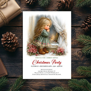 Christmas Celebration Invite Cute Girl Holiday Sce