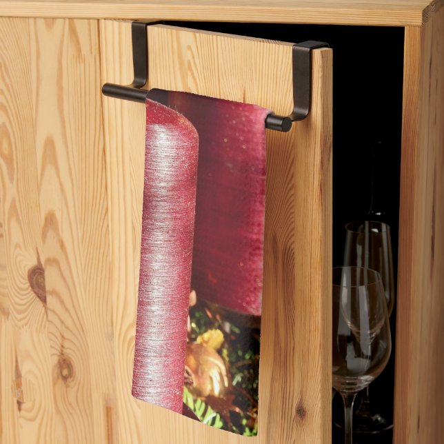 Christmas Celebration Red Candles Winter Holidays Kitchen Towel (Thirds Fold)