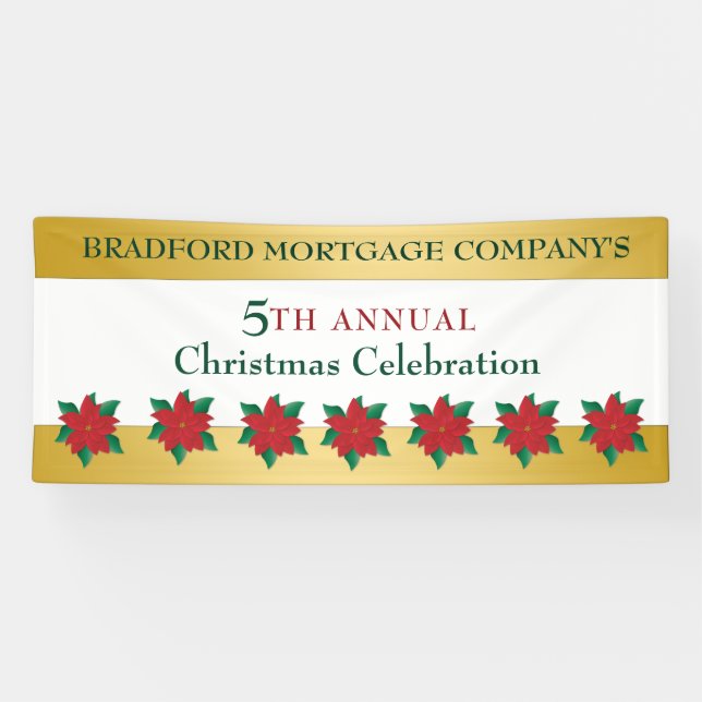 Christmas Celebration Red Poinsettia's Banner (Horizontal)