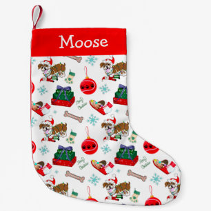 Christmas Celebration With Goofy Bulldog  Small Ch Small Christmas Stocking