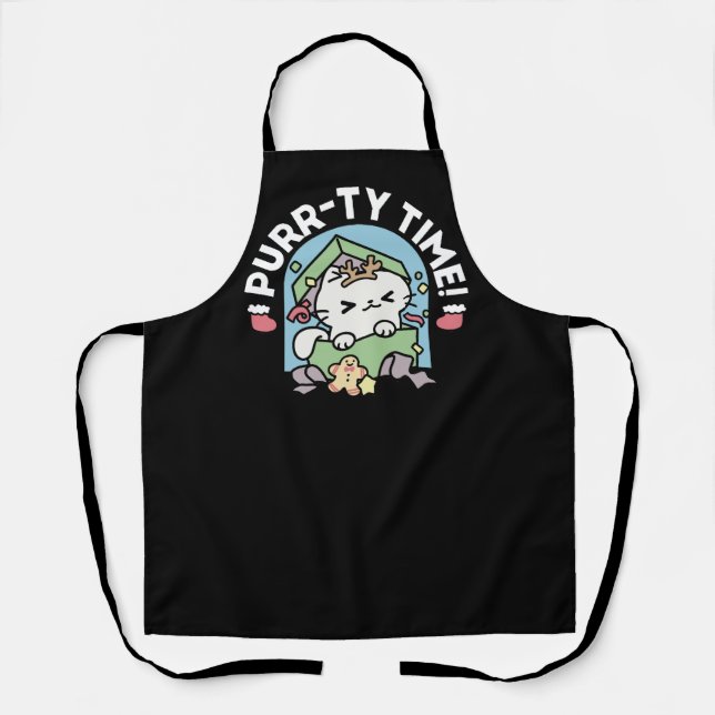 Christmas Celebration with Purr-ty Time Cat Apron (Front)