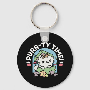 Christmas Celebration with Purr-ty Time Cat Keychain