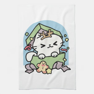 Christmas Celebration with Purr-ty Time Cat Kitchen Towel