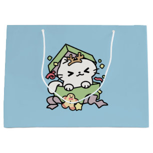 Christmas Celebration with Purr-ty Time Cat Large Gift Bag