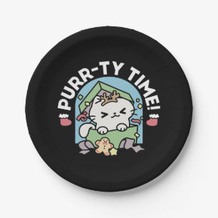 Christmas Celebration with Purr-ty Time Cat Paper Plate