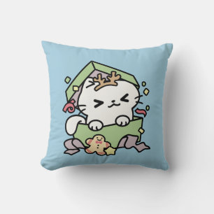 Christmas Celebration with Purr-ty Time Cat Throw Pillow