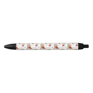 Christmas Celebration With Yorkie Pattern   Black Ink Pen