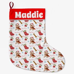 Christmas Celebration With Yorkie Pattern Name Large Christmas Stocking