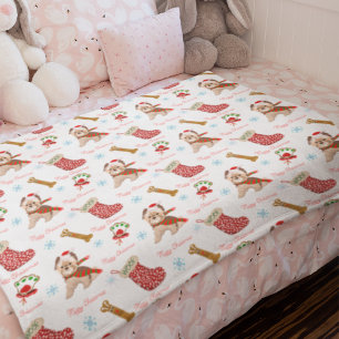 Christmas Celebration With Yorkie Pattern Sherpa Blanket