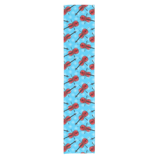 Christmas Cello Cellist Musician Pattern Short Table Runner (Front)