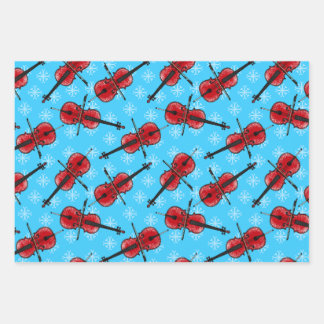 Christmas Cello Cellist Musician Pattern Wrapping Paper Sheet