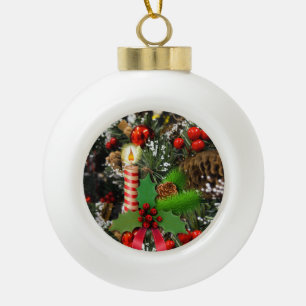 Christmas Ceramic Ball Ornament, Candle Ornament