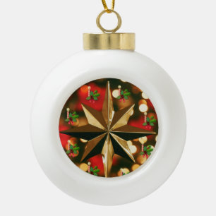 Christmas Ceramic Ball Ornament, Candle Ornament