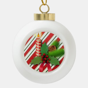 Christmas Ceramic Ball Ornament, Christmas Candle Ornament