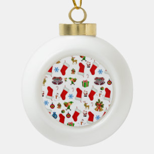 Christmas Ceramic Ball Ornament, Elf Ceramic Ball Christmas Ornament