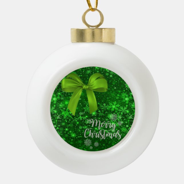 Christmas Ceramic Ball Ornament, Merry Christmas Ornament (Front)